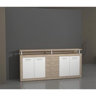 Buffet CAVA contemporain chêne et blanc - L 197 cm