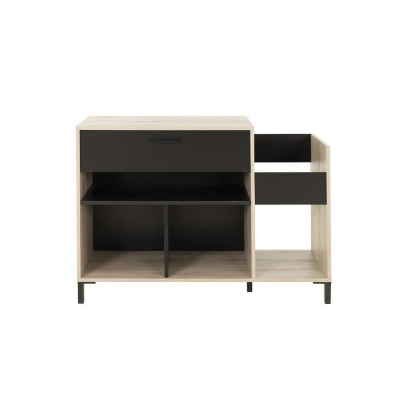 Meuble vinyle GAMI - Style urbain - Décor chene - Noir