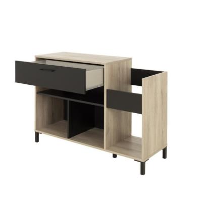 Meuble vinyle GAMI - Style urbain - Décor chene - Noir