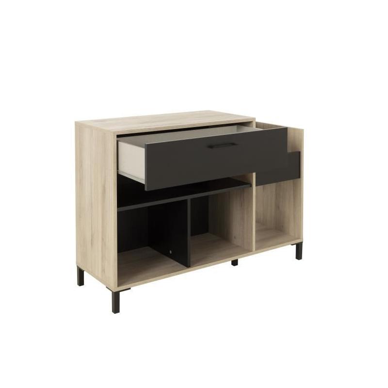 Meuble vinyle GAMI - Style urbain - Décor chene - Noir