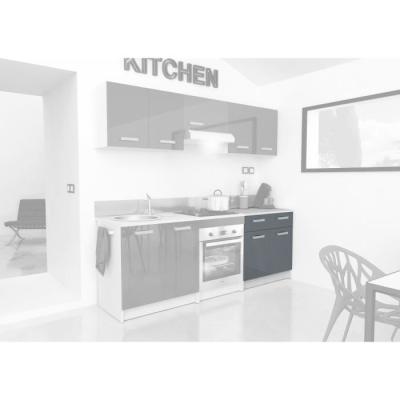 Caisson bas cuisine 80 cm avec plan de travail - Gris Brillant