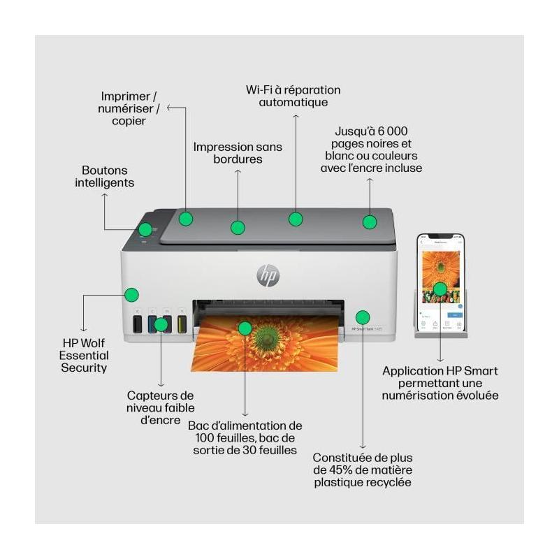 Imprimante tout-en-un HP Smart Tank 5105 - Couleur à réservoir d'encre