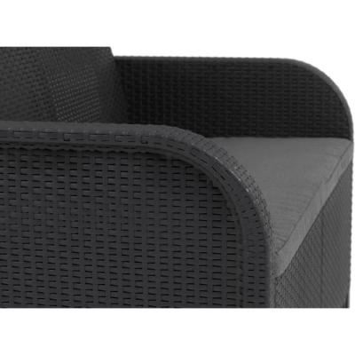Banquette de jardin en résine tressée - SanRemo - Gris graphite