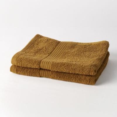 Lot de 2 serviettes de toilette 100% coton bronze 50x90 cm - Essentiel du jour