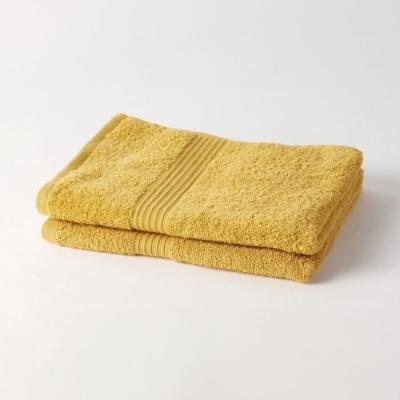 Lot de 2 serviettes de toilette 100% coton - Couleur ocre