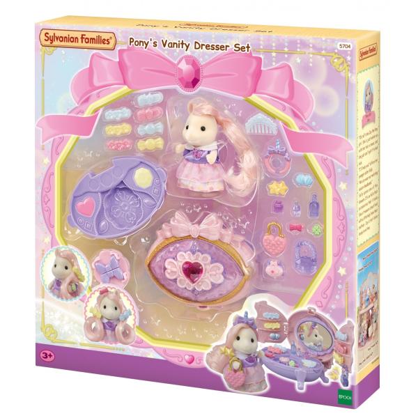 Coiffeuse Fille Poney - SYLVANIAN FAMILIES - Joy aux cheveux roses - Accessoires de coiffure inclus