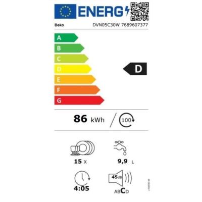 Lave-vaisselle BEKO B300 DVN05C30W - Performant et élégant