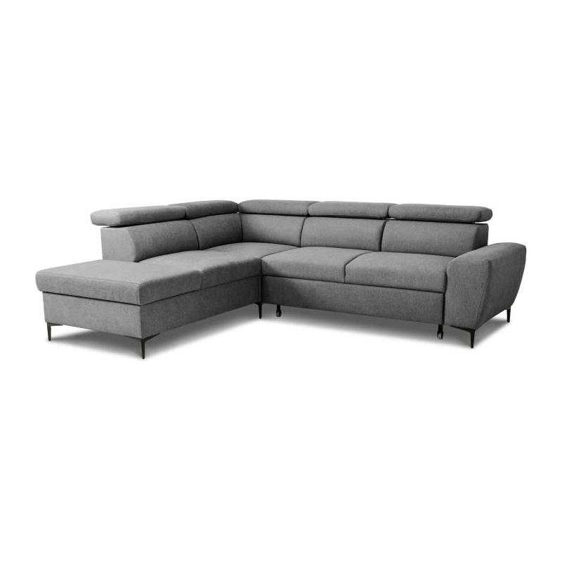 Canapé d'angle convertible réversible avec coffre - KASIMIR - Tissu anthracite