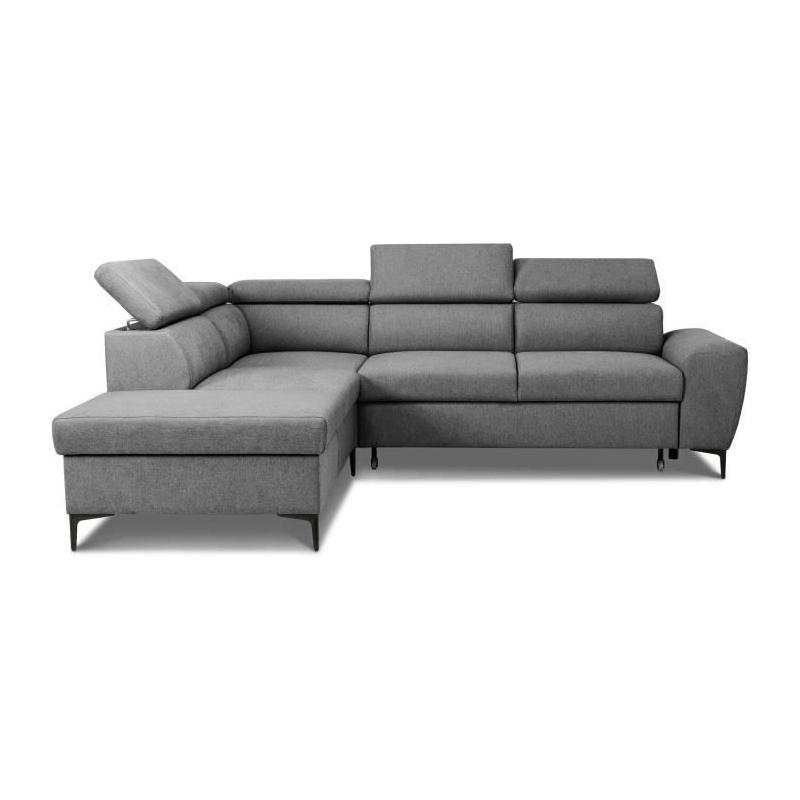 Canapé d'angle convertible réversible avec coffre - KASIMIR - Tissu anthracite