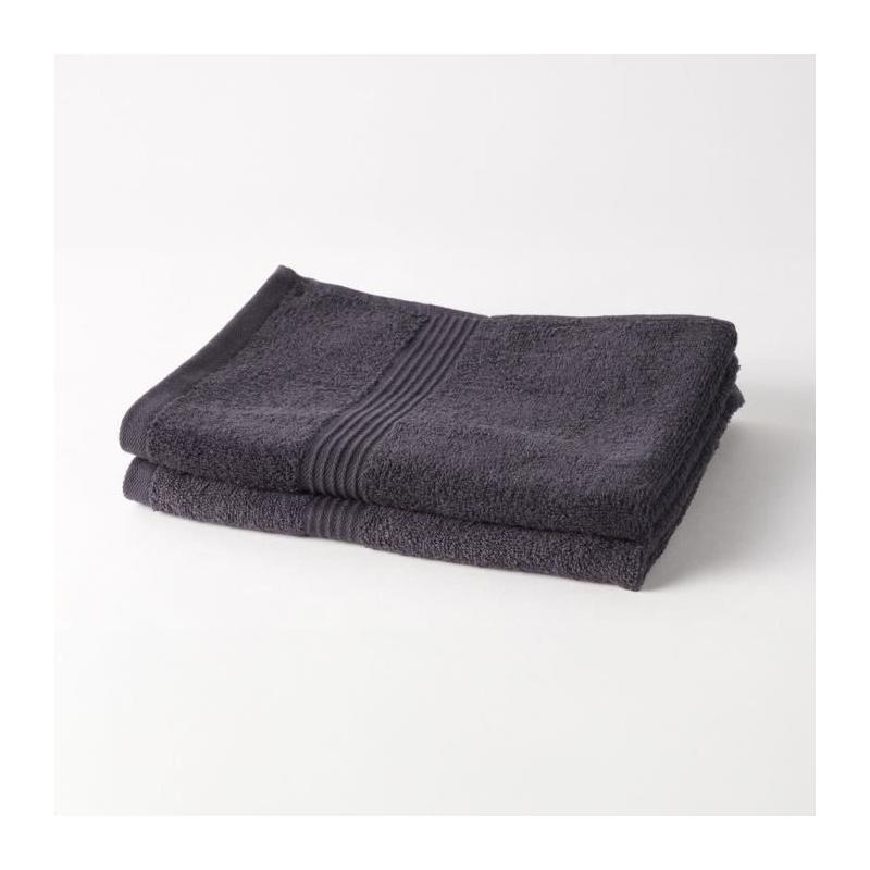 Lot de 2 serviettes de toilette 50x90 cm en coton - Fusain