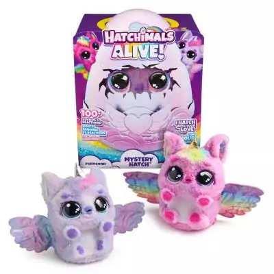 Hatchimals Alive Pufficorn Éclosion Secrète Peluches et animaux interactifs Oeuf Surprise À Faire Éclore, Lumières Et Brume