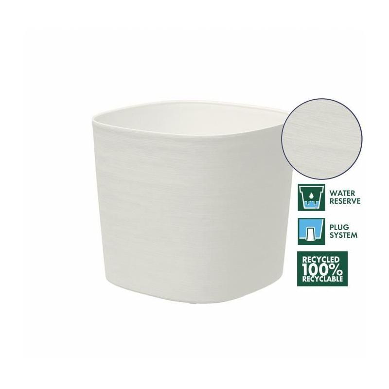 Pot avec réserve d'eau - GARDEN ID Respect - Blanc 30 x 30 cm - 100% déchets ménagers