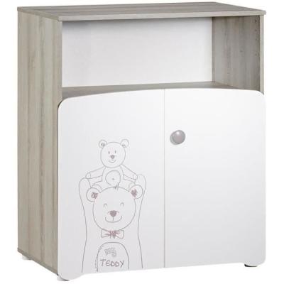 Ensemble chambre bébé Teddy: lit 120x60, commode à langer - Blanc