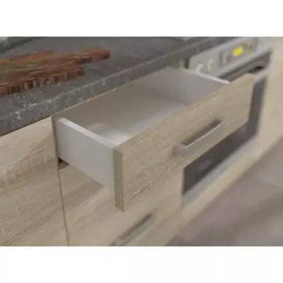 Meuble bas 4 tiroirs avec plan de travail - Chêne Sonoma - Compact et fonctionnel