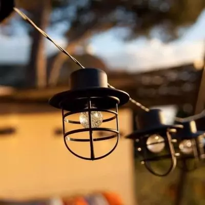 Guirlande lumineuse solaire LUMISKY DETROIT - Style industriel - 4m - 10 ampoules LED - Blanc chaud