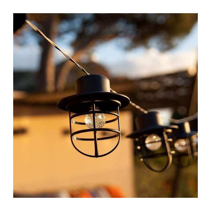Guirlande lumineuse solaire LUMISKY DETROIT - Style industriel - 4m - 10 ampoules LED - Blanc chaud