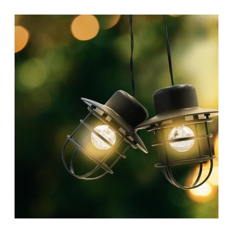 Guirlande lumineuse solaire LUMISKY DETROIT - Style industriel - 4m - 10 ampoules LED - Blanc chaud