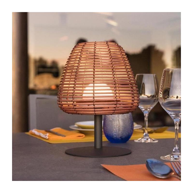 Lampe de table sans fil LUMISKY BOHEME - Design Rotin naturel