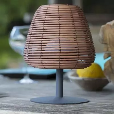 Lampe de table sans fil LUMISKY BOHEME - Design Rotin naturel
