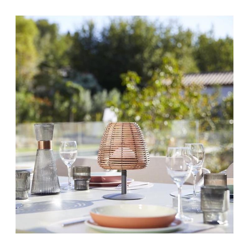 Lampe de table sans fil LUMISKY BOHEME - Design Rotin naturel