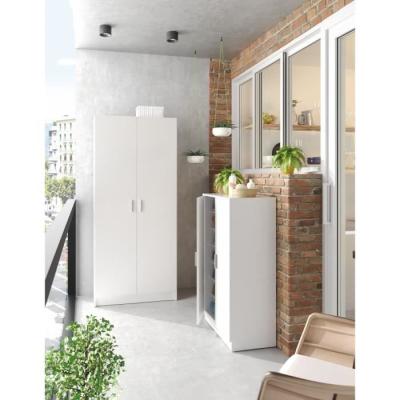 Meuble à chaussures BASIC - 2 portes + 6 étagères - Blanc - 30 paires