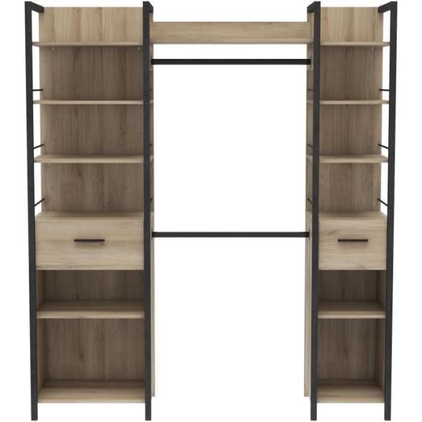 Kit dressing placard extensible - RIGA - Chene Kronberg / Noir mat - 179 x 47,9 x 207,5 cm - DEMEYERE