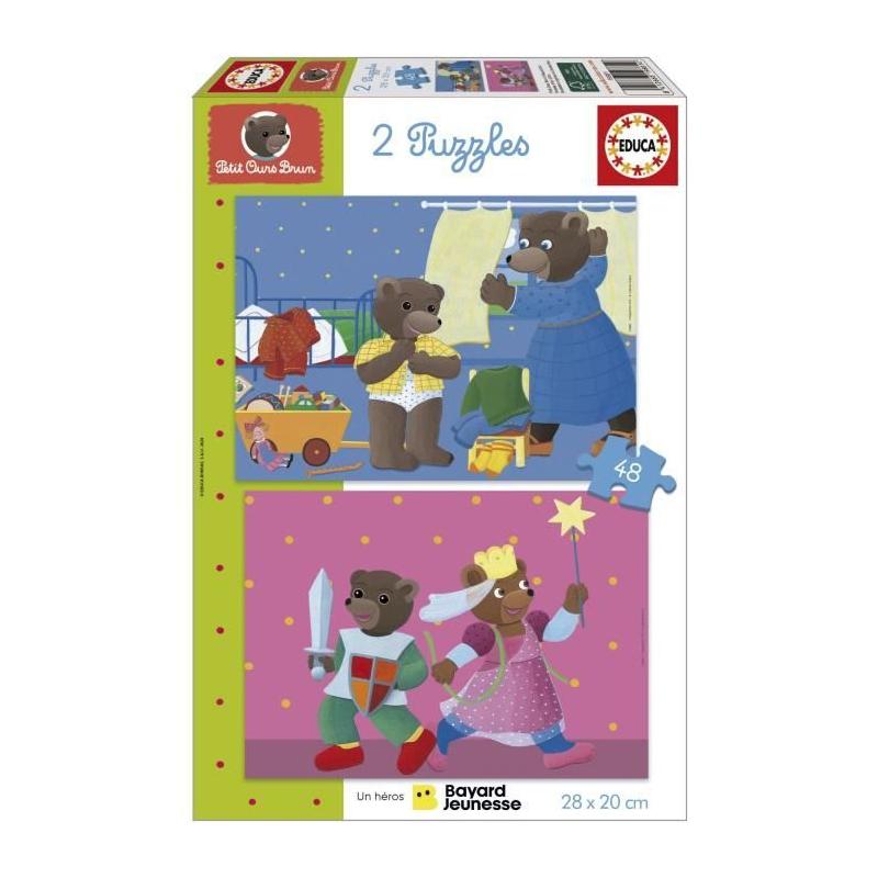 Puzzle EDUCA - Petit Ours Brun : 2 puzzles 48 pièces - 4 ans