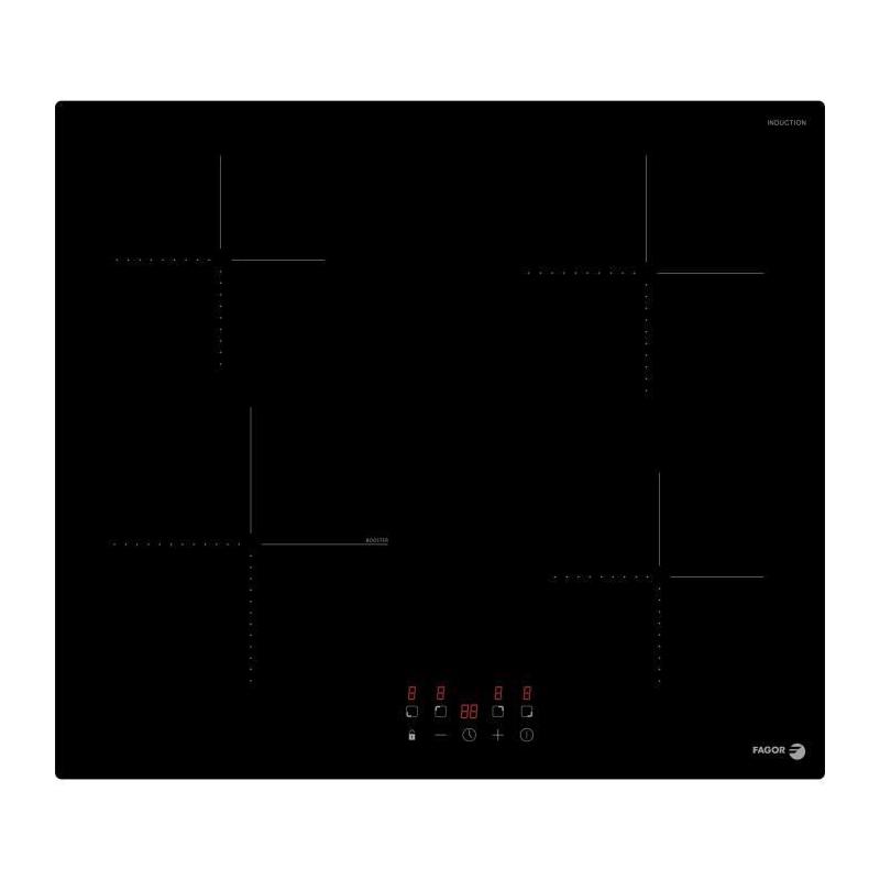 Table de cuisson induction FAGOR FTI468 - 4 foyers - Verre noir