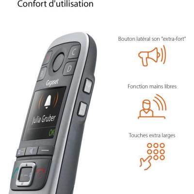 Téléphone Fixe Gigaset E560 Silver - Compact et Performant
