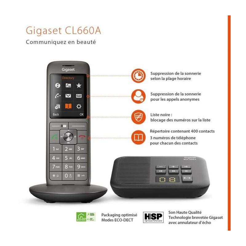 Téléphone Gigaset CL660A Anthracite - Répondeur et écran couleur