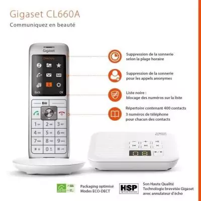 Téléphone Fixe CL660A Blanc - Compact et Performant