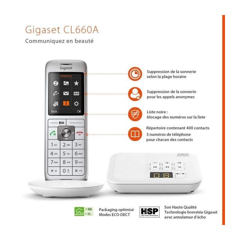 Téléphone Fixe CL660A Blanc - Compact et Performant