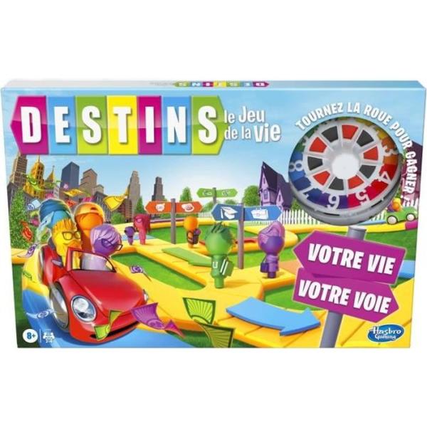Destins Le jeu de la vie, Jeu de plateau pour la famille, 2 a 4 joueurs, pour enfants, des 8 ans, avec pions colorés, Hasbro
