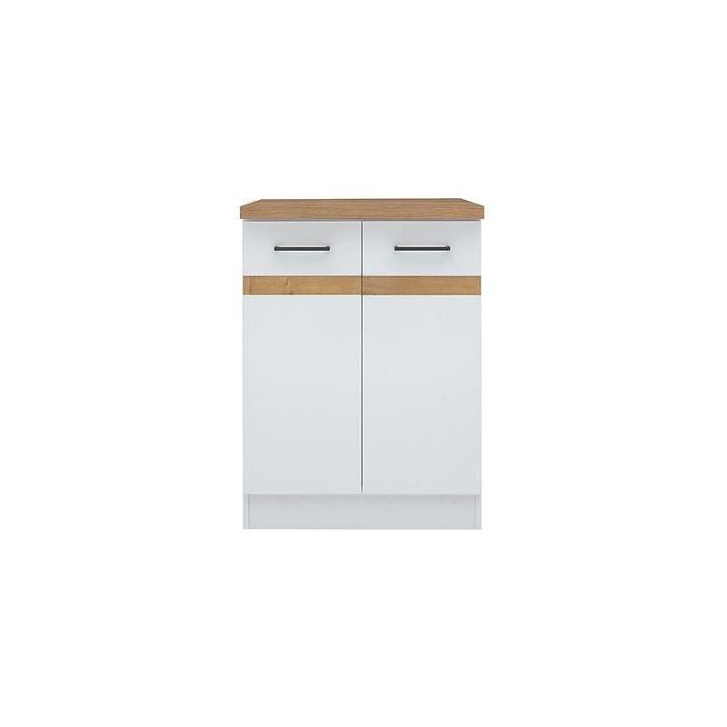 Meuble bas cuisine 60 cm - 2 Portes - Blanc brillant