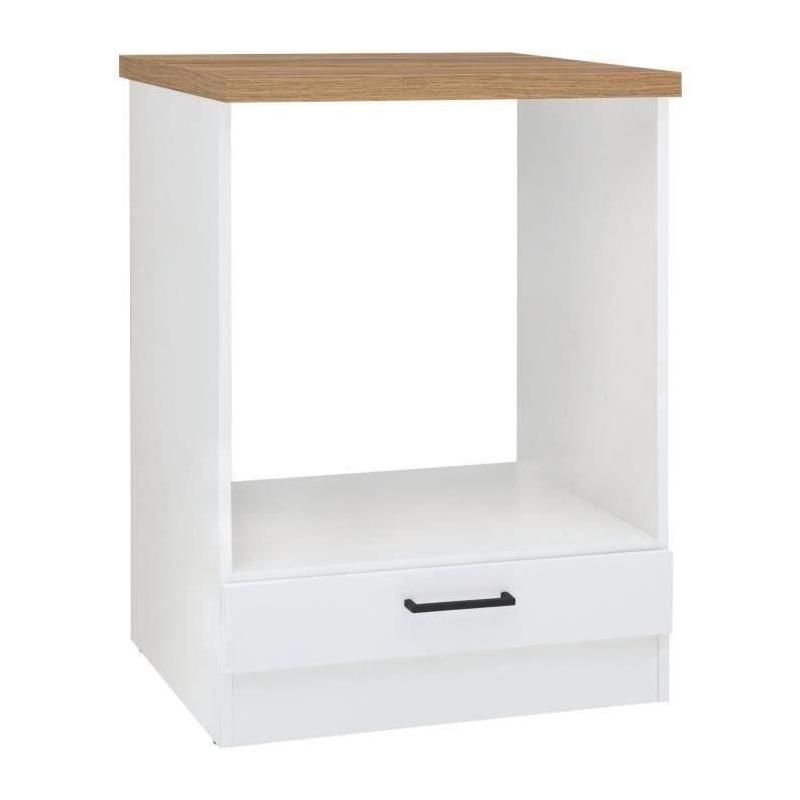 Meuble bas four 60 cm JUNONA - Blanc brillant - Compact et moderne