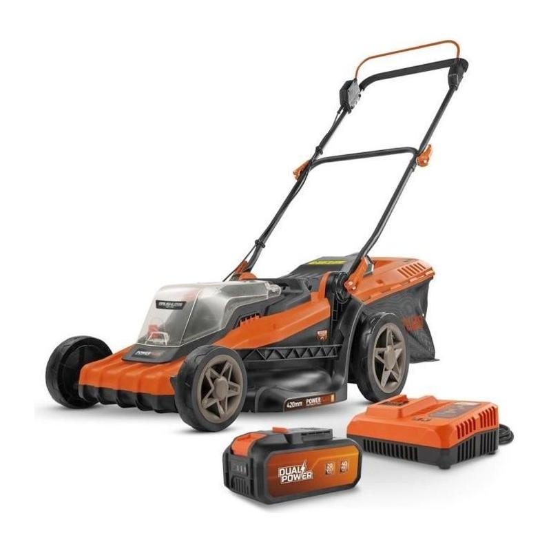 Tondeuse à Gazon sur Batterie 40V Dual Power POWDPGLWS2 - 420mm Ø, Sac 50L