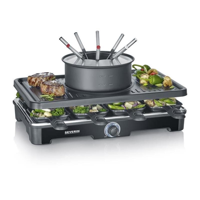 Combiné Raclette-Fondue SEVERIN RG2347 - 8 pers - Noir