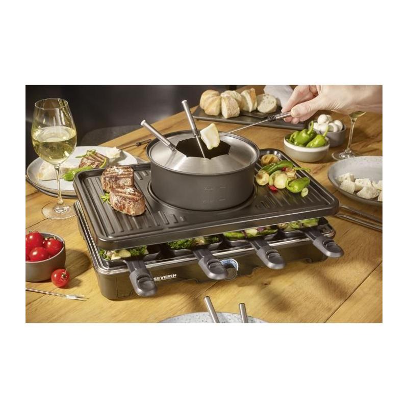 Combiné Raclette-Fondue SEVERIN RG2347 - 8 pers - Noir