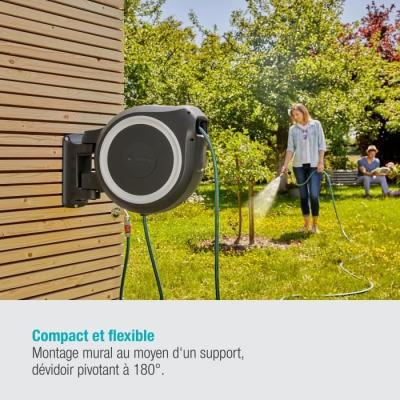 Dévidoir automatique mural GARDENA RollUp L - 30m - Ø13mm - Kit complet