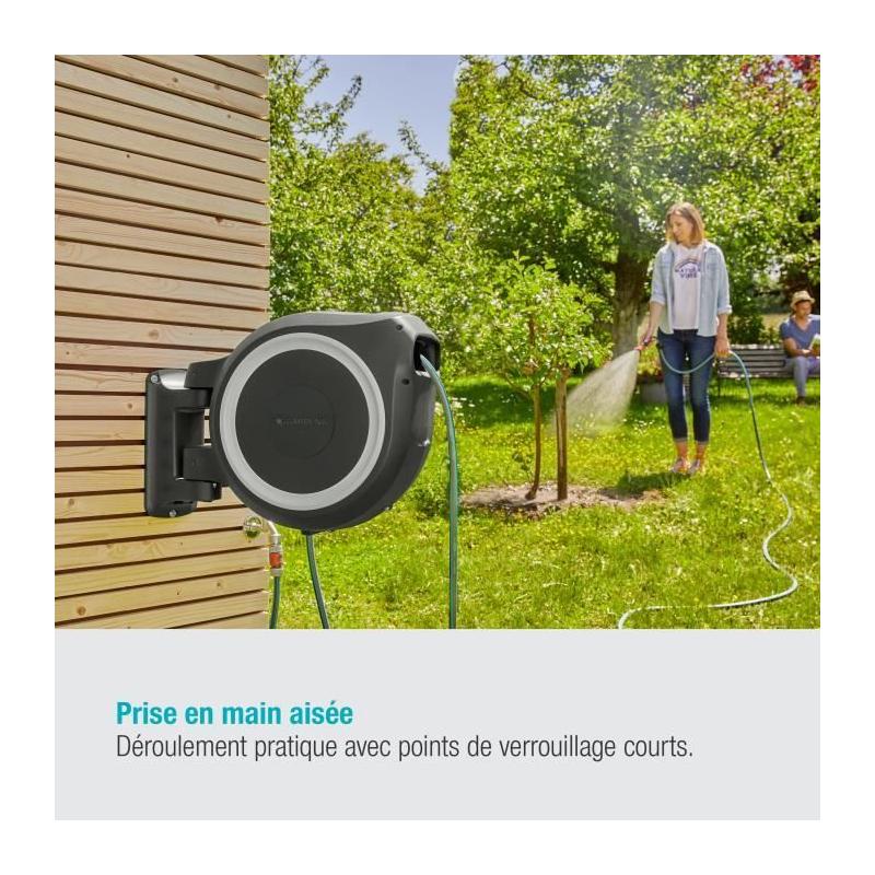 Dévidoir automatique mural GARDENA RollUp L - 30m - Ø13mm - Kit complet