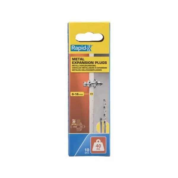 Bouchons d'expansion métalliques - Rapid - Modele 5001549 - Ø11x37 - Vis M5x48 - Lot de 10 pcs
