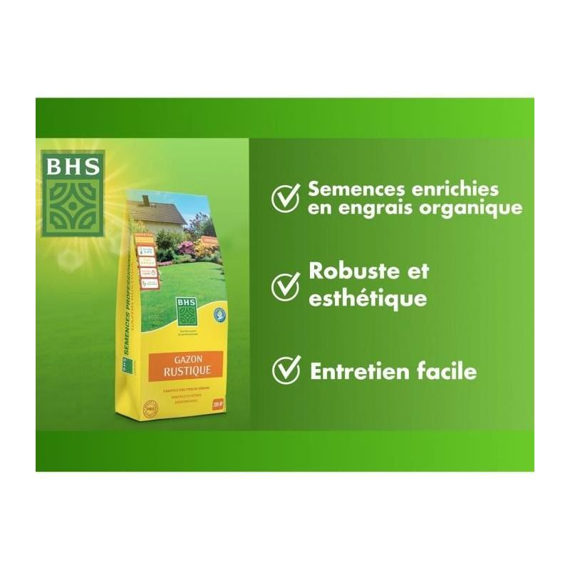 Gazon Rustique BHS - 5kg - Jardins Traditionnels - Dense & Esthétique