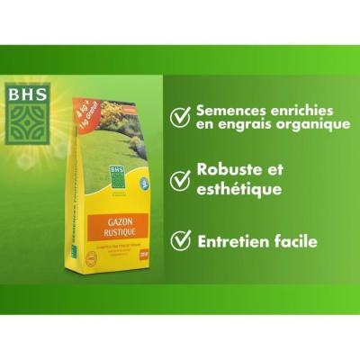 Gazon Rustique BHS - 5kg - Jardins Traditionnels - Dense & Esthétique
