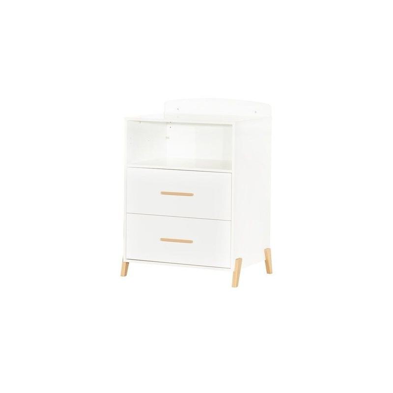 Lit Combiné Evolutif Joy Naturel - Blanc sur pieds bois naturel - 120x60cm