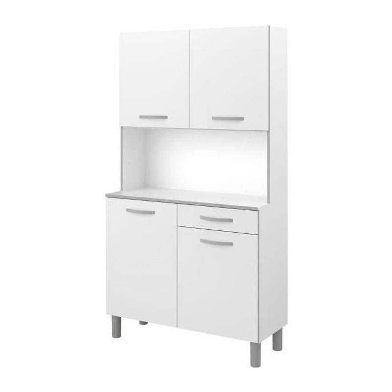 Buffet de cuisine moderne blanc - 4 portes - OSLO - L 101 cm