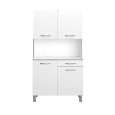 Buffet de cuisine moderne blanc - 4 portes - OSLO - L 101 cm