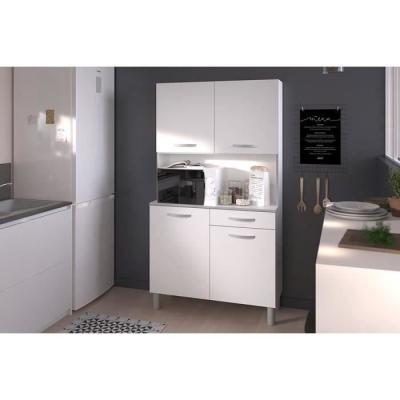 Buffet de cuisine moderne blanc - 4 portes - OSLO - L 101 cm