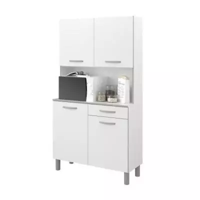 Buffet de cuisine moderne blanc - 4 portes - OSLO - L 101 cm