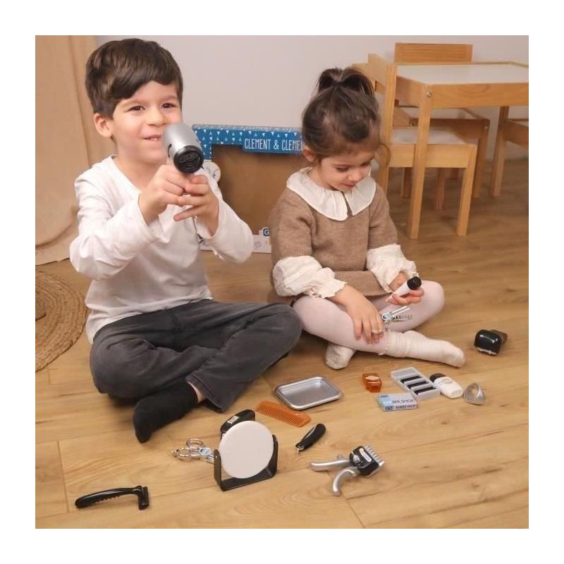 Set coiffeur pour enfants - CLEMENT CLEMENTINE - Tondeuse, sèche-cheveux, rasoirs