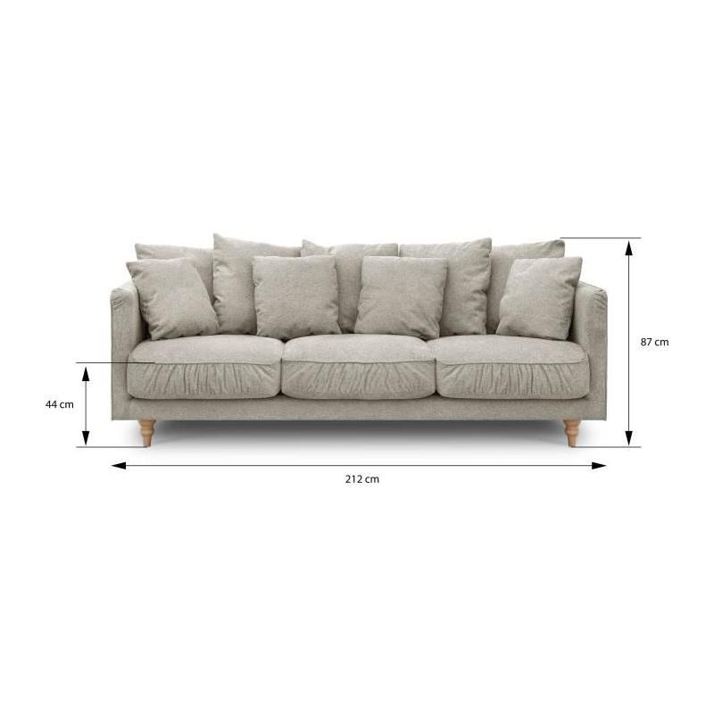Canapé fixe 4 places CONSTANCE - Beige - Éco-responsable - Label Oeko-Tex